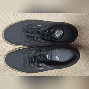 Vans Men's Black Canvas Sneakers with Gum Sole